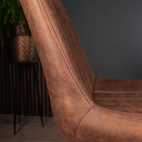 Lizzely Garden & Living Eetkamerstoel Susta cognac microvezel eetstoel