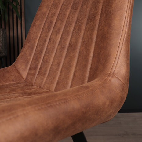 Lizzely Garden & Living Eetkamerstoel Susta cognac microvezel eetstoel