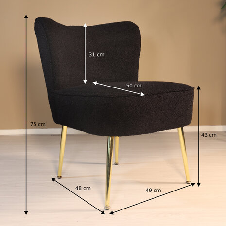 Lizzely Garden & Living Fauteuil zitbank 1 persoons Teddy zwart stoel Lizzely Garden & Living Fauteuil zitbank 1 persoons Teddy zwart stoel