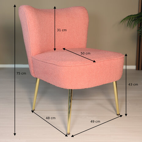 Lizzely Garden & Living Fauteuil zitbank 1 persoons Teddy roze stoel Lizzely Garden & Living Fauteuil zitbank 1 persoons Teddy roze stoel