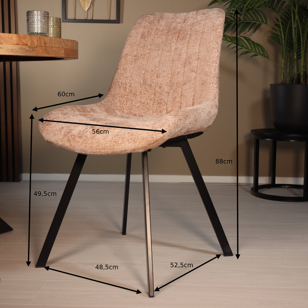 Eetkamerstoel Susta taupe chenille eetstoel