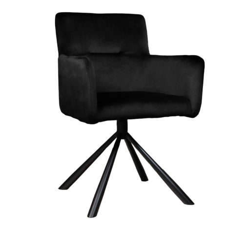 Lizzely Garden & Living Eetkamerstoel draaibaar met armleuning Puck velvet zwart Lizzely Garden & Living Eetkamerstoel draaibaar met armleuning Puck velvet zwart