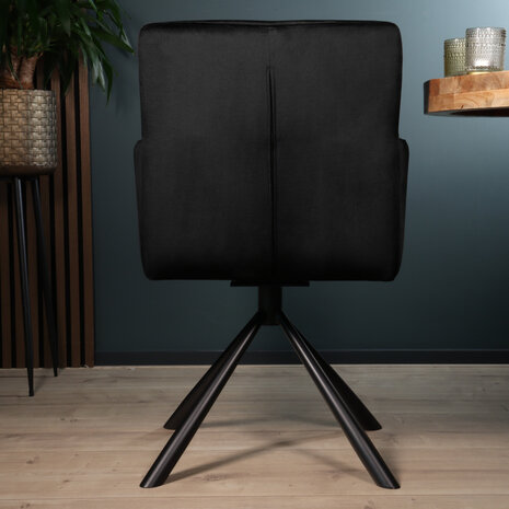 Lizzely Garden & Living Eetkamerstoel draaibaar met armleuning Puck velvet zwart Lizzely Garden & Living Eetkamerstoel draaibaar met armleuning Puck velvet zwart