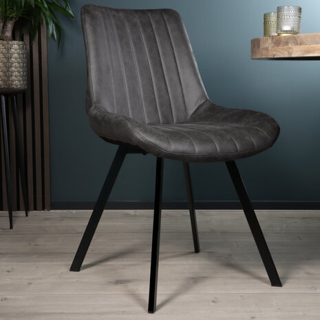 Lizzely Garden & Living Eetkamerstoel Susta grijs microvezel eetstoel