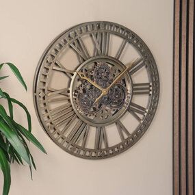 Lizzely Garden & Living Industriële wandklok Gill goud muur klok romeinse cijfers muurdecoratie Lizzely Garden & Living Industriële wandklok Gill goud muur klok romeinse cijfers muurdecoratie