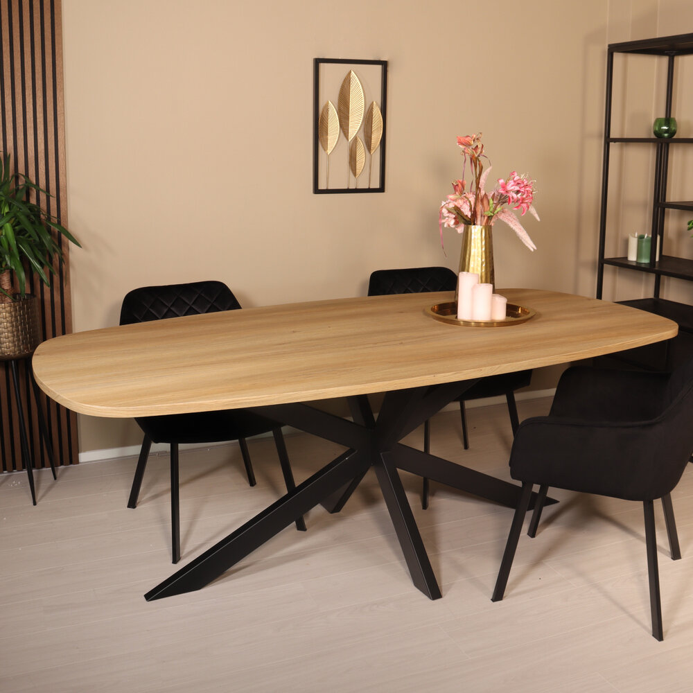 Eettafel Deens ovaal 210x110cm licht bruin Hero ovale eettafel ...