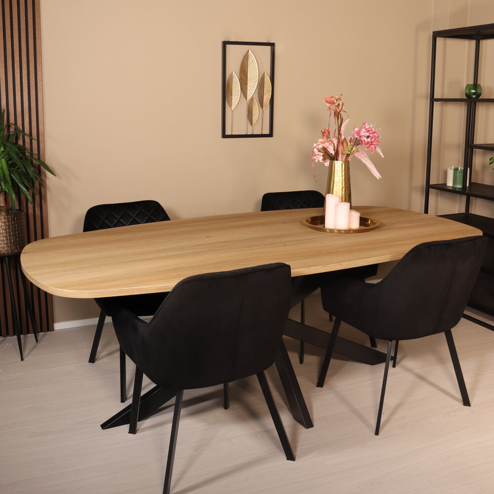 Eettafel Deens ovaal 210x110cm licht bruin Hero ovale eettafel