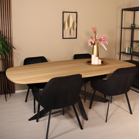 Lizzely Garden & Living Eettafel Deens ovaal 210x110cm licht bruin Hero ovale eettafel