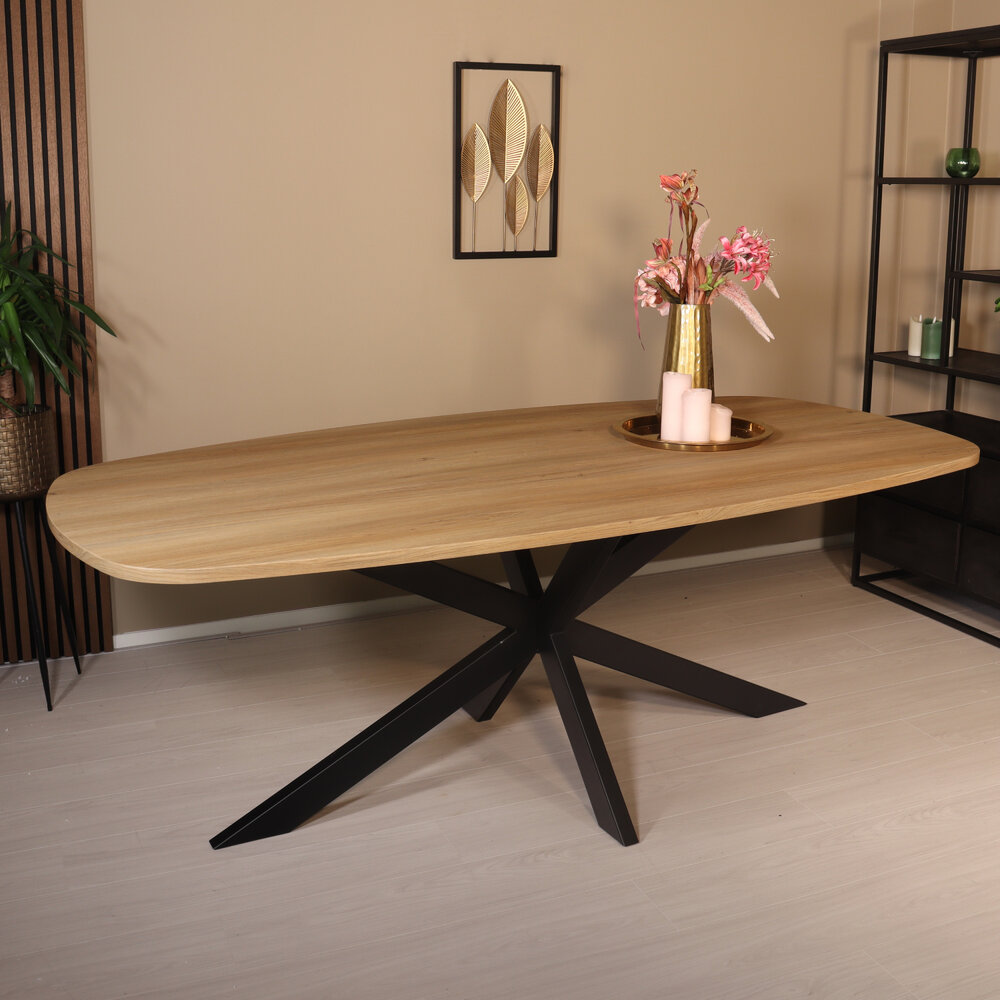 Eettafel Deens ovaal 210x110cm licht bruin Hero ovale eettafel