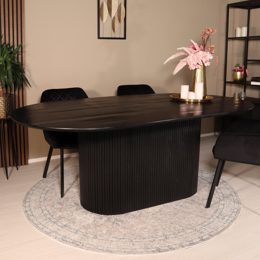 Eettafel deens ovaal mangohout Fender 200x110cm zwart design tafel duurzaam mango eetkamertafel Eettafel deens ovaal mangohout Fender 200x110cm zwart design tafel duurzaam mango eetkamertafel