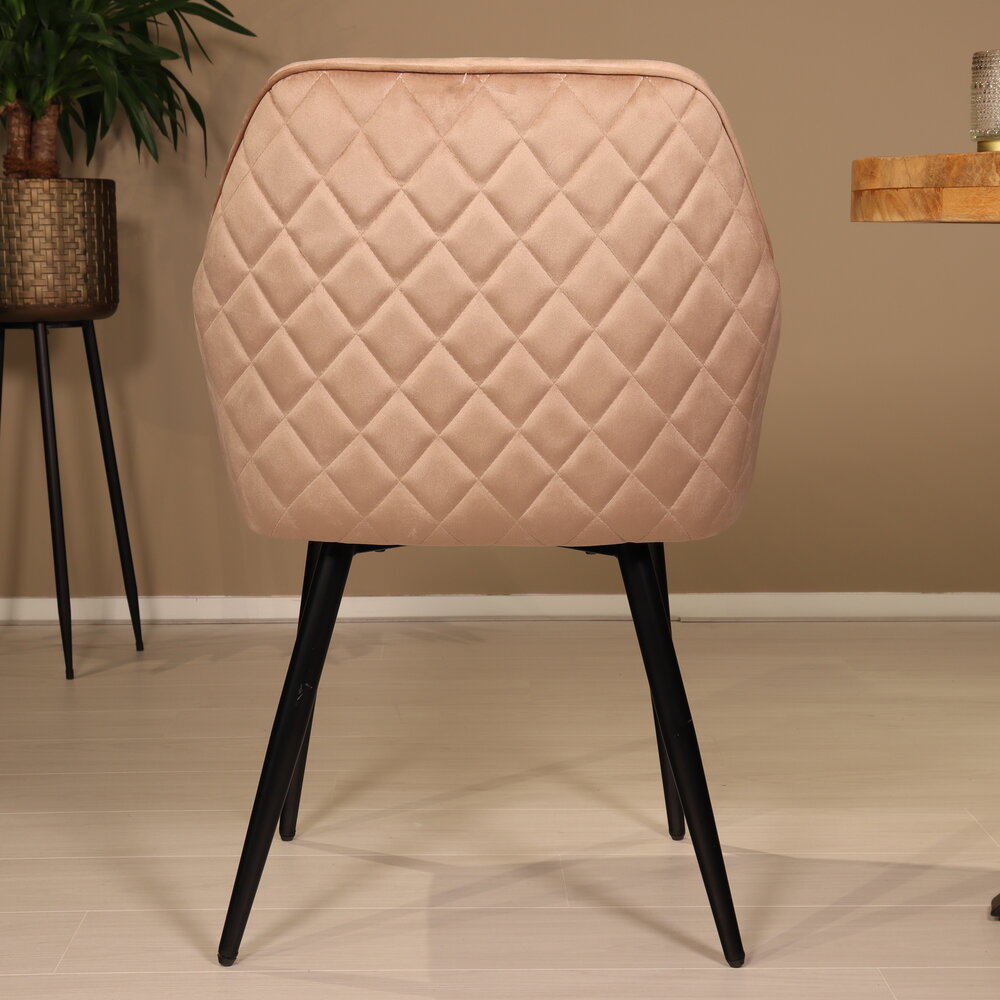 Eetkamerstoel met armleuning Ares velvet champagne eetstoel Eetkamerstoel met armleuning Ares velvet champagne eetstoel