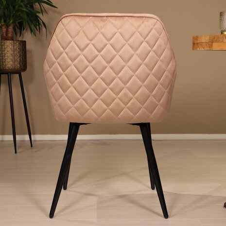 Lizzely Garden & Living Eetkamerstoel met armleuning Ares velvet champagne eetstoel Lizzely Garden & Living Eetkamerstoel met armleuning Ares velvet champagne eetstoel
