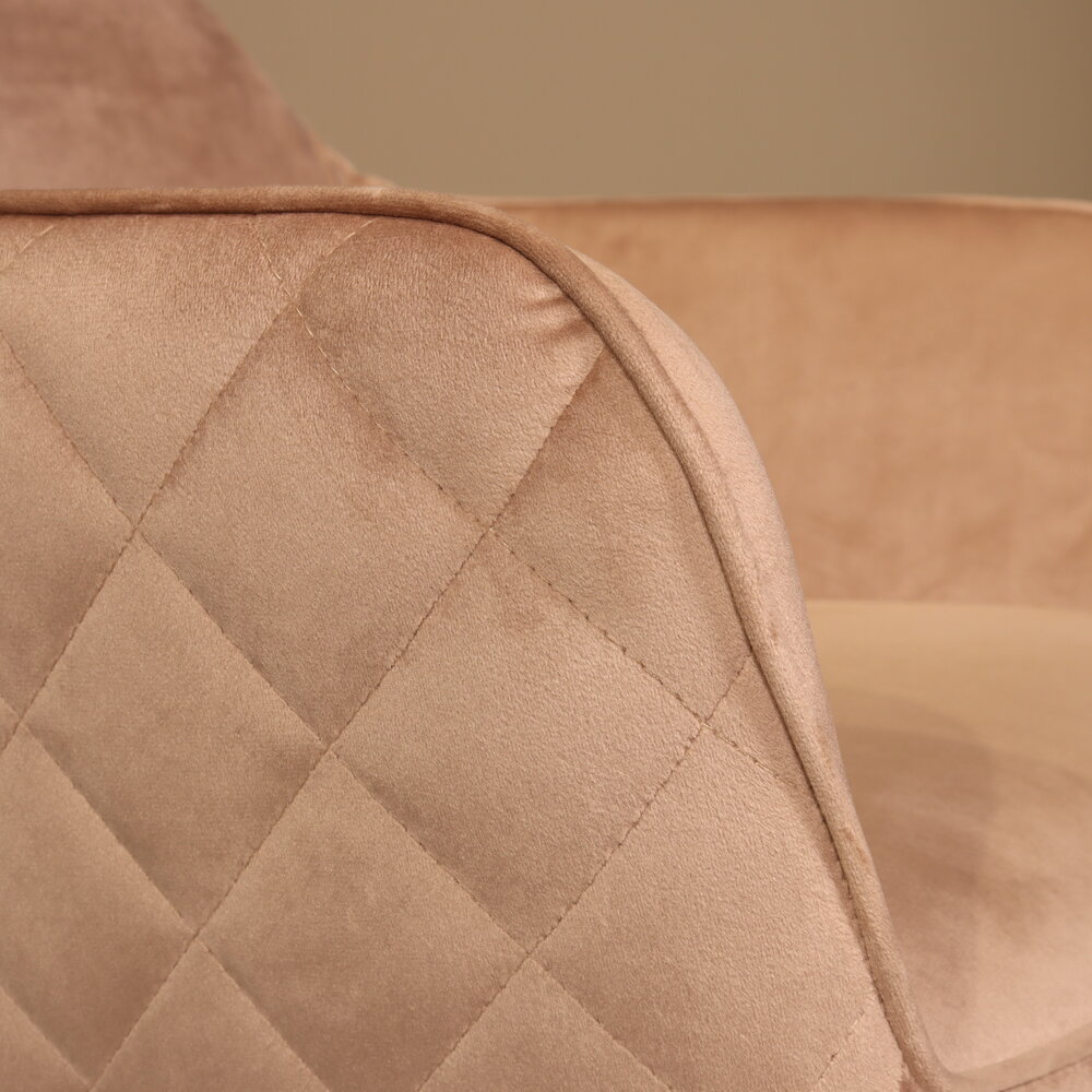 Eetkamerstoel met armleuning Ares velvet champagne eetstoel Eetkamerstoel met armleuning Ares velvet champagne eetstoel