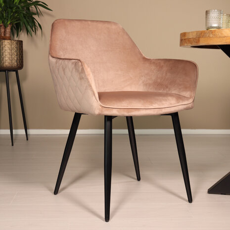 Lizzely Garden & Living Eetkamerstoel met armleuning Ares velvet champagne eetstoel Lizzely Garden & Living Eetkamerstoel met armleuning Ares velvet champagne eetstoel