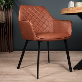 Lizzely Garden & Living Eetkamerstoel met armleuning Yurgan cognac kunstleder eetstoel Lizzely Garden & Living Eetkamerstoel met armleuning Yurgan cognac kunstleder eetstoel