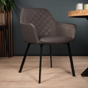 Lizzely Garden & Living Eetkamerstoel met armleuning Yurgan antraciet kunstleder eetstoel Lizzely Garden & Living Eetkamerstoel met armleuning Yurgan antraciet kunstleder eetstoel