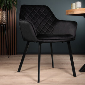 Lizzely Garden & Living Eetkamerstoel met armleuning Yurgan velvet zwart eetstoel Lizzely Garden & Living Eetkamerstoel met armleuning Yurgan velvet zwart eetstoel