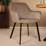 Lizzely Garden & Living Eetkamerstoel met armleuning Yurgan velvet taupe Lizzely Garden & Living Eetkamerstoel met armleuning Yurgan velvet taupe