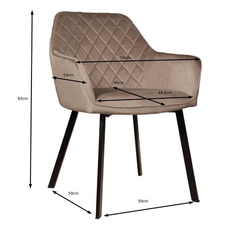Lizzely Garden & Living Eetkamerstoel met armleuning Yurgan velvet taupe Lizzely Garden & Living Eetkamerstoel met armleuning Yurgan velvet taupe