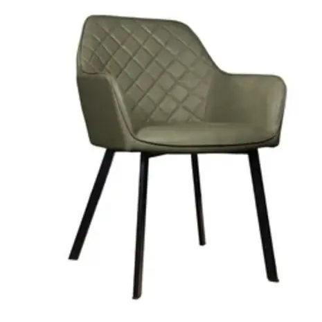 Lizzely Garden & Living Eetkamerstoel met armleuning Yurgan donkergroen kunstleder eetstoel