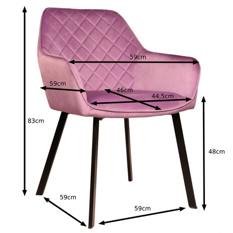 Lizzely Garden & Living Eetkamerstoel met armleuning Yurgan velvet paars eetstoel Lizzely Garden & Living Eetkamerstoel met armleuning Yurgan velvet paars eetstoel