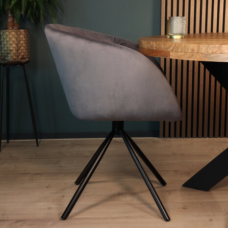 Lizzely Garden & Living Eetkamerstoel draaibaar Willow antraciet velvet eetstoel draaibare stoel Lizzely Garden & Living Eetkamerstoel draaibaar Willow antraciet velvet eetstoel draaibare stoel
