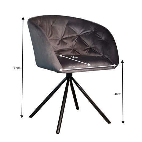 Lizzely Garden & Living Eetkamerstoel draaibaar Willow antraciet velvet eetstoel draaibare stoel Lizzely Garden & Living Eetkamerstoel draaibaar Willow antraciet velvet eetstoel draaibare stoel