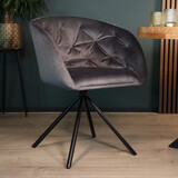Lizzely Garden & Living Eetkamerstoel draaibaar Willow antraciet velvet eetstoel draaibare stoel