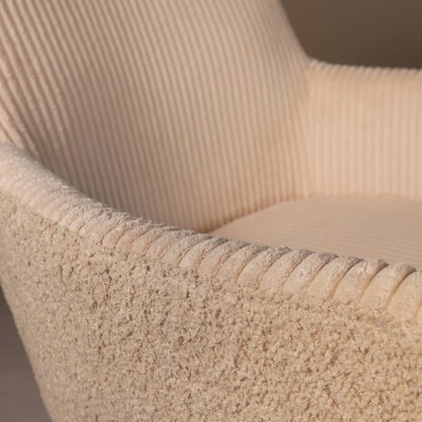 Lizzely Garden & Living Eetkamerstoel draaibaar met armleuning Gemma ribstof gebroken wit