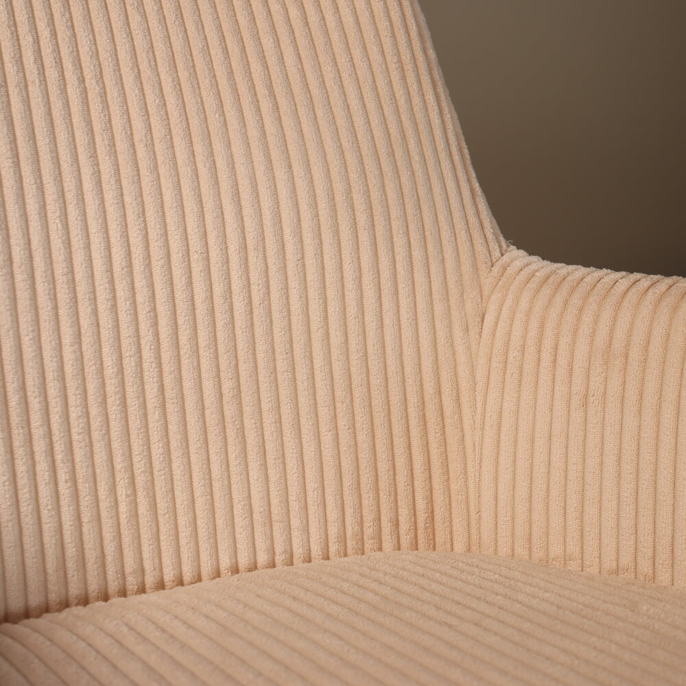 Eetkamerstoel draaibaar met armleuning Gemma ribstof gebroken wit