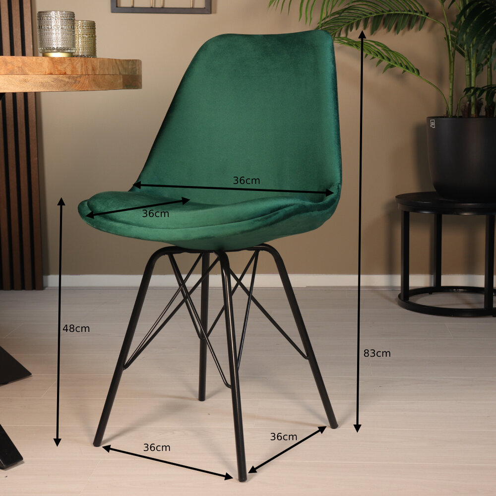 Eetkamerstoel Viga donkergroen velvet eetstoel Eetkamerstoel Viga donkergroen velvet eetstoel