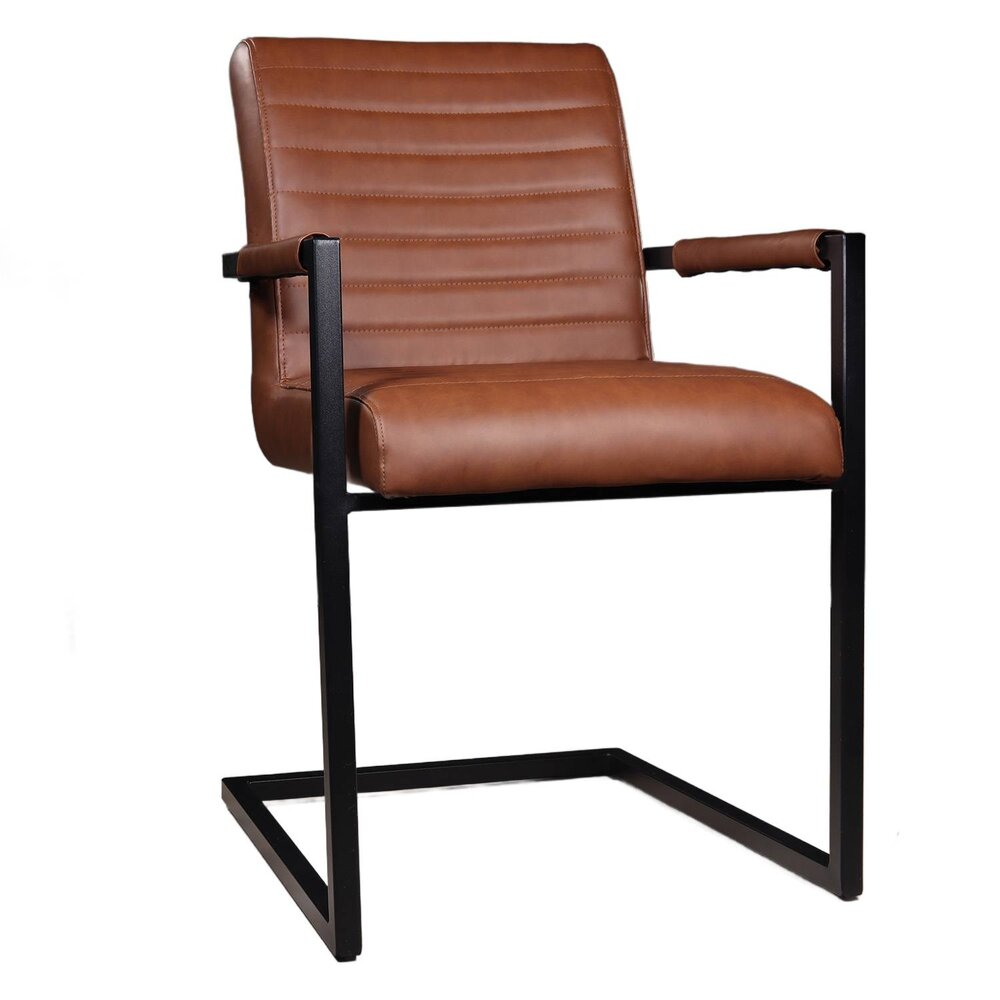 Eetkamerstoel met armleuning cognac Noor industrieel design eetstoel Eetkamerstoel met armleuning cognac Noor industrieel design eetstoel