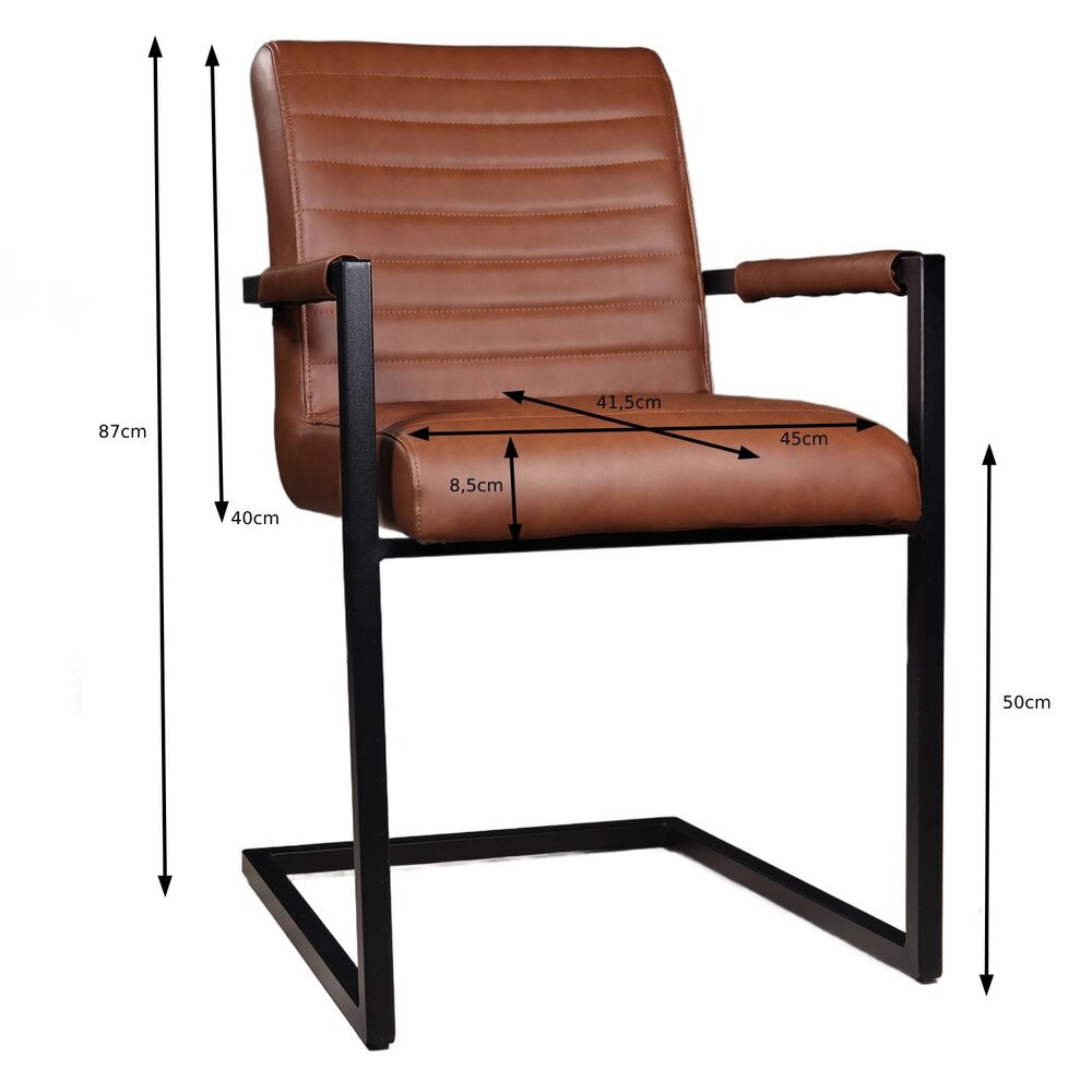Eetkamerstoel met armleuning cognac Noor industrieel design eetstoel Eetkamerstoel met armleuning cognac Noor industrieel design eetstoel