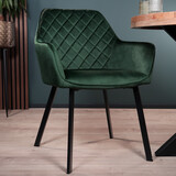Lizzely Garden & Living Eetkamerstoel met armleuning Yurgan velvet donkergroen eetstoel Lizzely Garden & Living Eetkamerstoel met armleuning Yurgan velvet donkergroen eetstoel