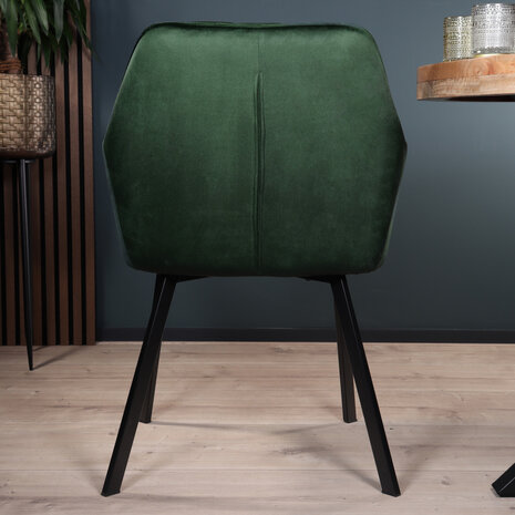 Lizzely Garden & Living Eetkamerstoel met armleuning Yurgan velvet donkergroen eetstoel Lizzely Garden & Living Eetkamerstoel met armleuning Yurgan velvet donkergroen eetstoel