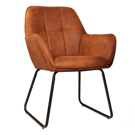 Lizzely Garden & Living Eetkamerstoel met armleuning Mae cognac microvezel eetstoel