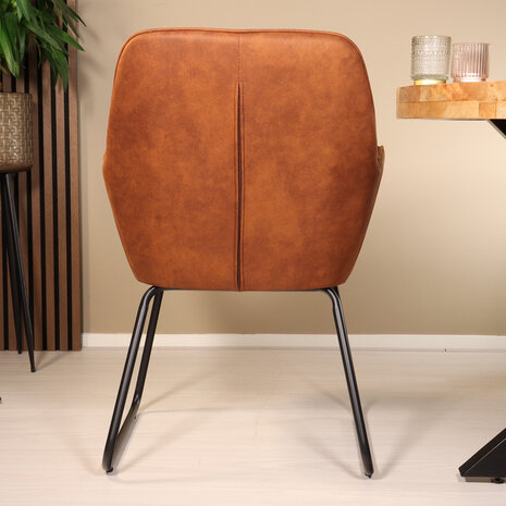 Lizzely Garden & Living Eetkamerstoel met armleuning Mae cognac microvezel eetstoel