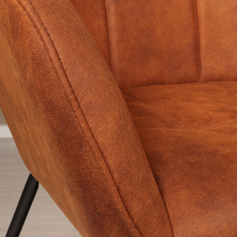 Lizzely Garden & Living Eetkamerstoel met armleuning Mae cognac microvezel eetstoel