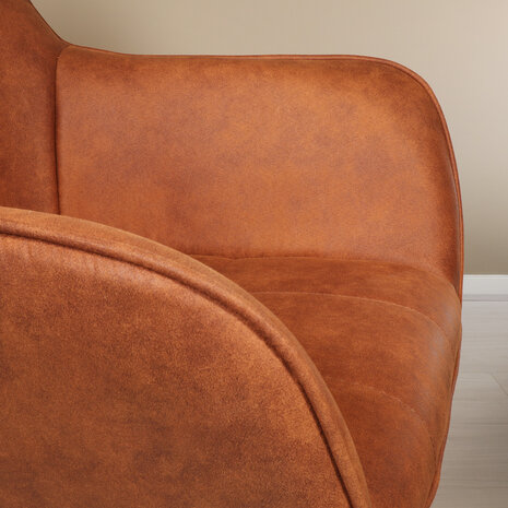 Lizzely Garden & Living Eetkamerstoel met armleuning Mae cognac microvezel eetstoel