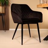 Lizzely Garden & Living Eetkamerstoel met armleuning Darcio zwart velvet eetstoel