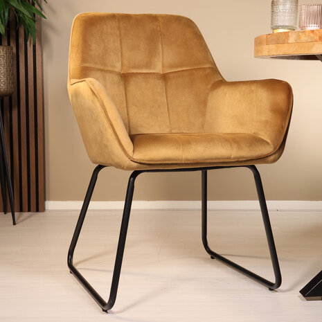 Lizzely Garden & Living Eetkamerstoel met armleuning Mae bruin velvet eetstoel Lizzely Garden & Living Eetkamerstoel met armleuning Mae bruin velvet eetstoel