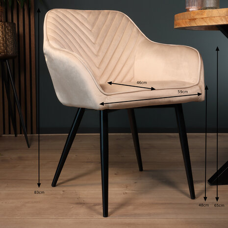 Lizzely Garden & Living Eetkamerstoel met armleuning Darcio zand velvet eetstoel Lizzely Garden & Living Eetkamerstoel met armleuning Darcio zand velvet eetstoel