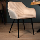 Lizzely Garden & Living Eetkamerstoel met armleuning Darcio zand velvet eetstoel Lizzely Garden & Living Eetkamerstoel met armleuning Darcio zand velvet eetstoel
