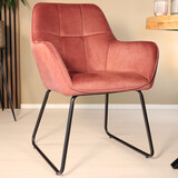 Lizzely Garden & Living Eetkamerstoel met armleuning Mae roze velvet eetstoel Lizzely Garden & Living Eetkamerstoel met armleuning Mae roze velvet eetstoel