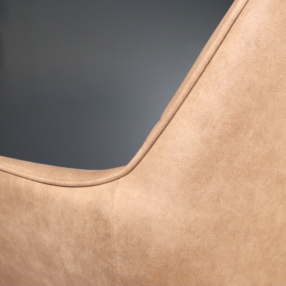 Eetkamerstoel met armleuning Mae beige microvezel eetstoel Eetkamerstoel met armleuning Mae beige microvezel eetstoel