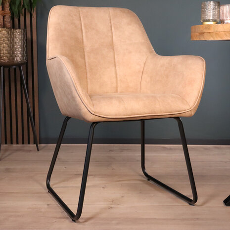 Lizzely Garden & Living Eetkamerstoel met armleuning Mae beige microvezel eetstoel Lizzely Garden & Living Eetkamerstoel met armleuning Mae beige microvezel eetstoel