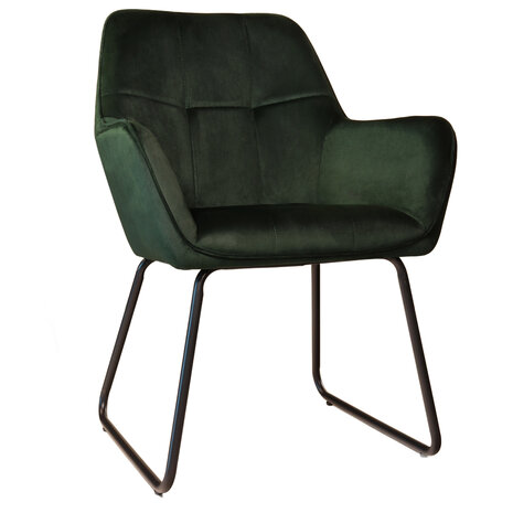 Lizzely Garden & Living Eetkamerstoel met armleuning Mae donkergroen velvet eetstoel Lizzely Garden & Living Eetkamerstoel met armleuning Mae donkergroen velvet eetstoel