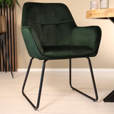 Lizzely Garden & Living Eetkamerstoel met armleuning Mae donkergroen velvet eetstoel Lizzely Garden & Living Eetkamerstoel met armleuning Mae donkergroen velvet eetstoel