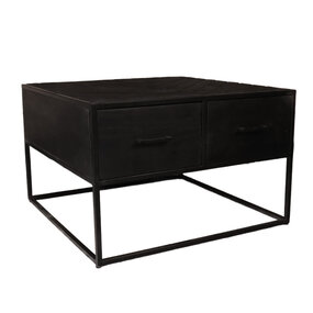 Lizzely Garden & Living Salontafel vierkant mangohout 70cm Besti zwart visgraat industrieel 2 lades duurzaam mango Lizzely Garden & Living Salontafel vierkant mangohout 70cm Besti zwart visgraat industrieel 2 lades duurzaam mango