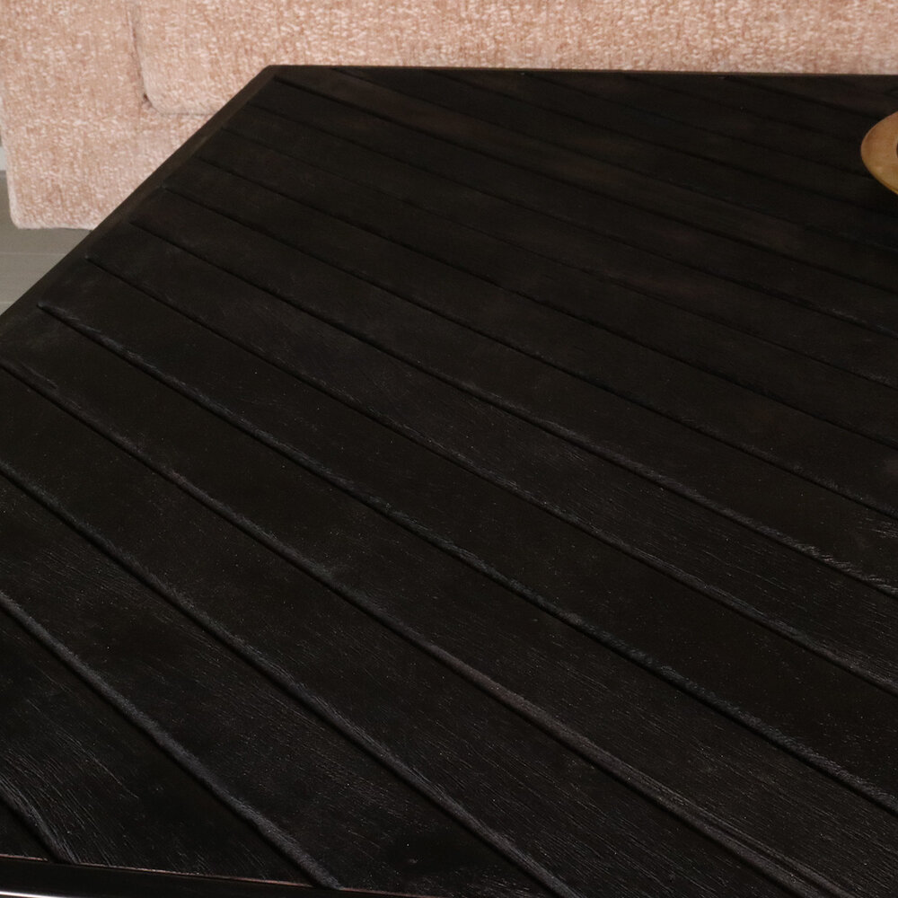 Salontafel vierkant industrieel mangohout 100cm Besti zwart visgraat side table 2 lades duurzaam mango hout bijzettafel Salontafel vierkant industrieel mangohout 100cm Besti zwart visgraat side table 2 lades duurzaam mango hout bijzettafel